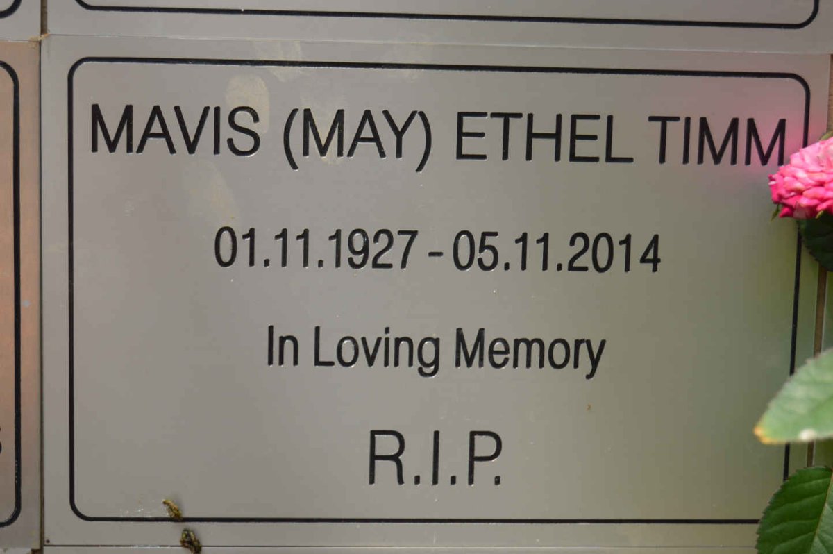 TIMM Mavis Ethel 1927-2014