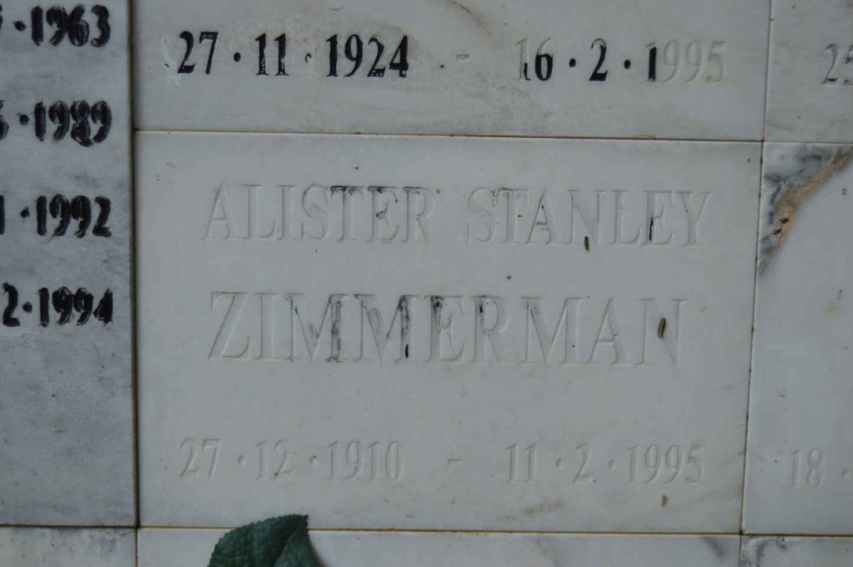 ZIMMERMAN Alister Stanley 1910-1995