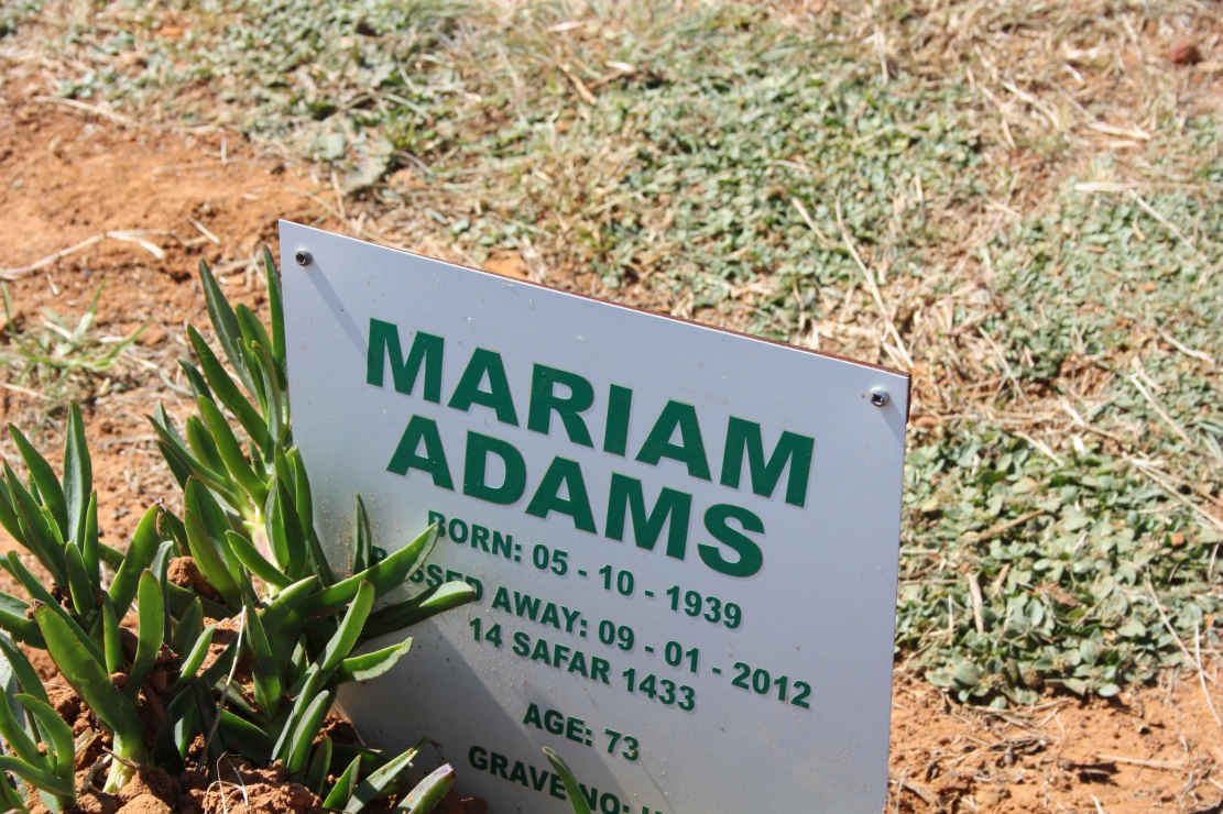 ADAMS Mariam 1939-2012