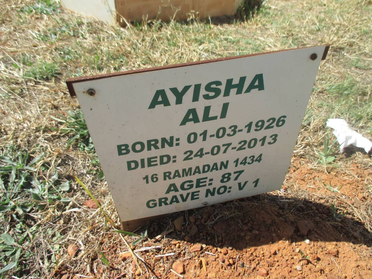 ALI Ayisha 1926-2013
