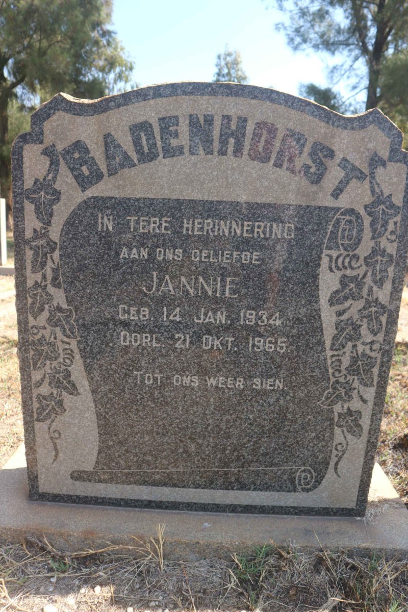 BADENHORST Jannie 1934-1965