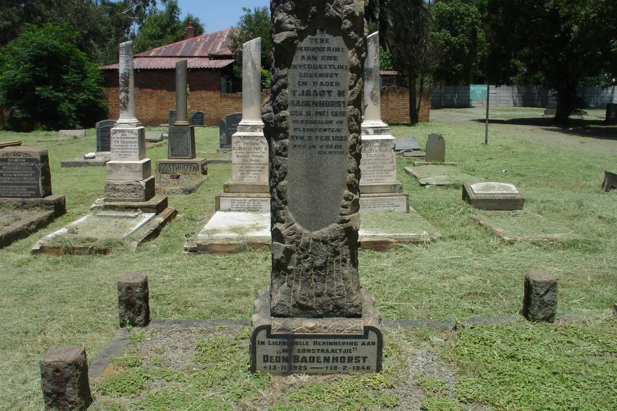BADENHORST Tjaart N. 1890-1923 :: BADENHORST Deon 1925-1940