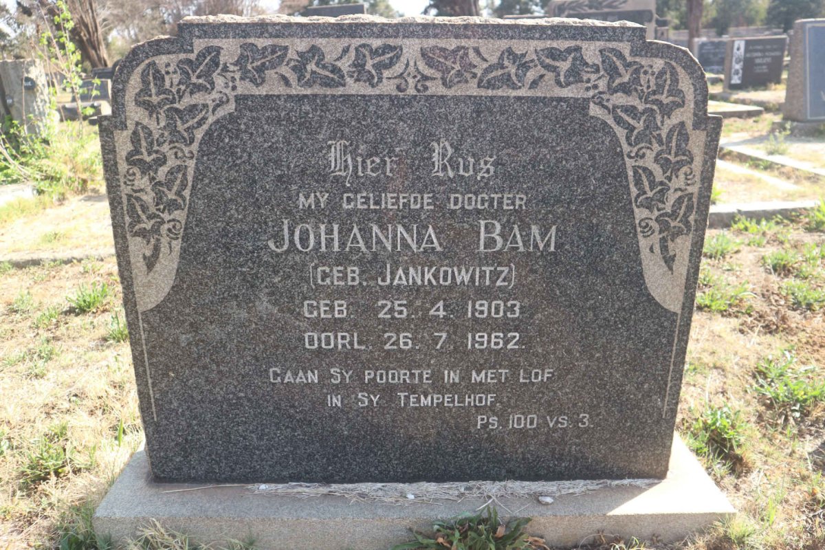 BAM Johanna nee JANKOWITZ 1903-1962