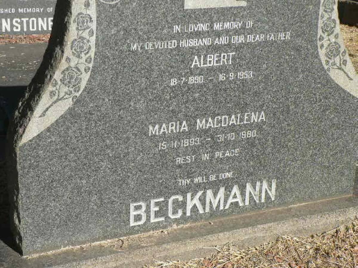 BECKMANN Albert 1890-1953 &amp; Maria Magdalena 1893-1990