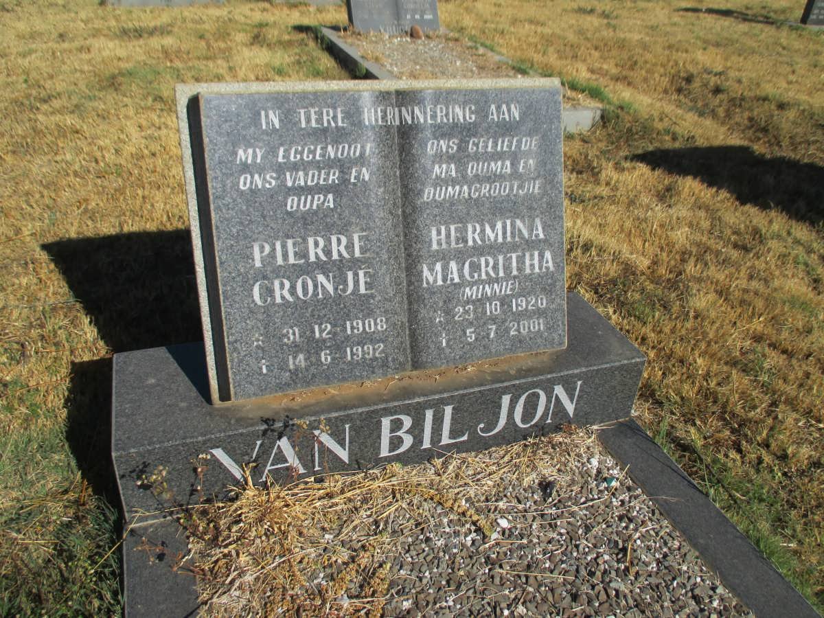 BILJON Pierre Cronje, van 1908-1992 &amp; Hermina Magritha MINNIE 1920-2001
