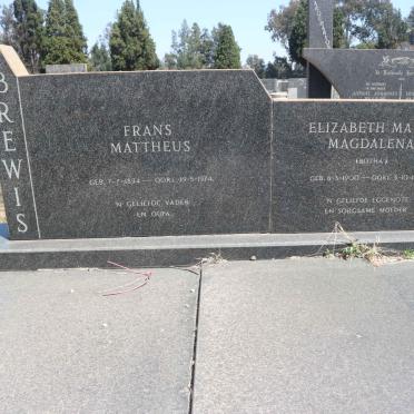 BREWIS Frans Mattheus 1894-1974 & Elizabeth Maria Magdalena BOTHA 1900-1970