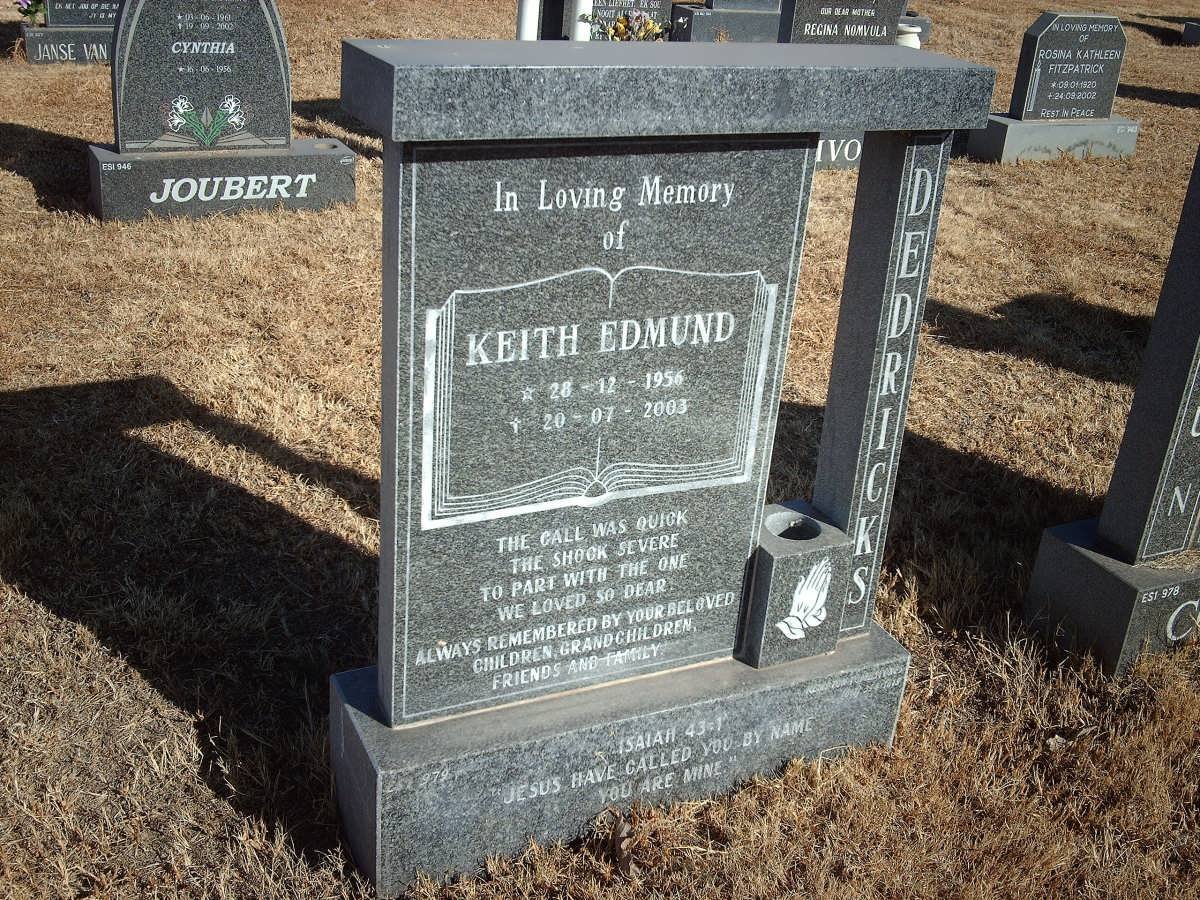 DEDRICKS Keith Edmund 1956-2003