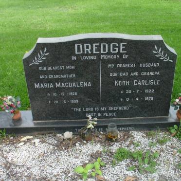 DREDGE Keith Carlisle 1922-1978 &amp; Maria Magdalena 1928-1999
