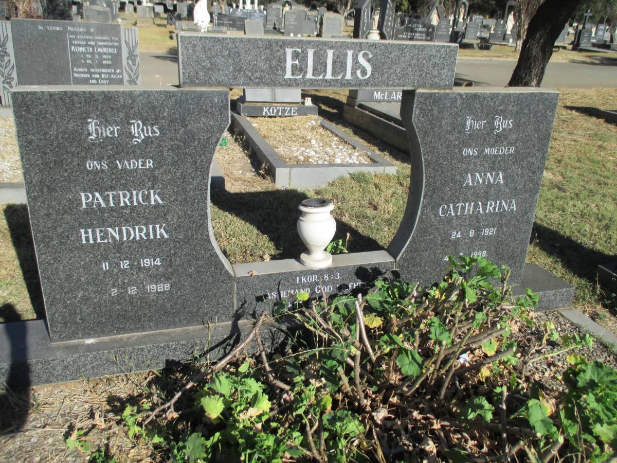 ELLIS Patrick Hendrik 1914-1988 &amp; Anna Catharina 1921-1988