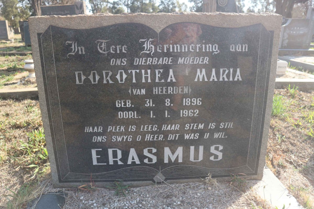 ERASMUS Dorothea Maria nee VAN HEERDEN 1896-1962
