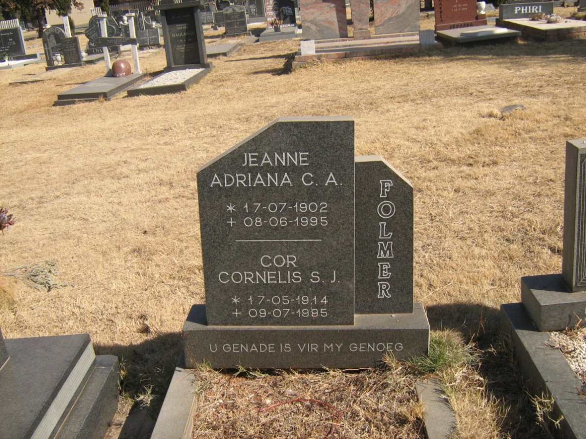 FOLMER Cor Cornelis S.J.  1914-1995 &amp; Jeannes Adriana C.A. 1902-1995