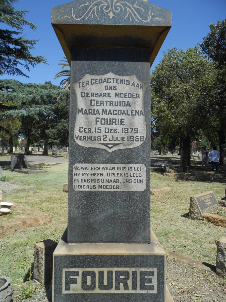 FOURIE Gertruida Maria Magdalena 1878-1958