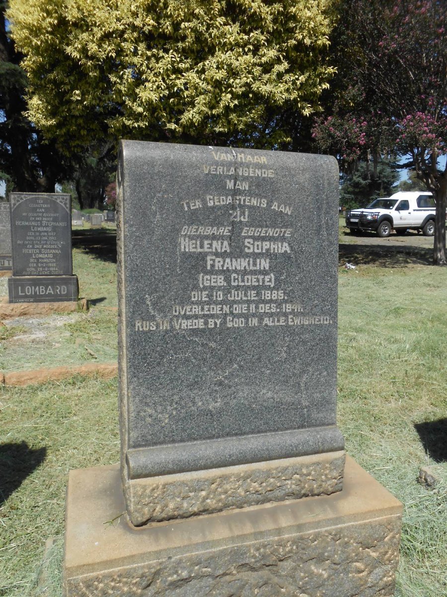 FRANKLIN Helena Sophia 1885-1991 nee CLOETE