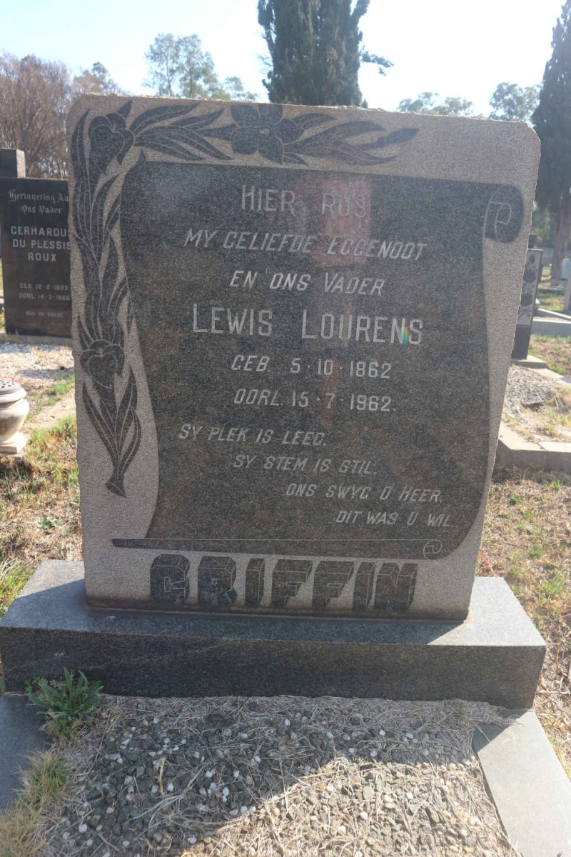 GRIFFEN Lewis Lourens 1862-1962