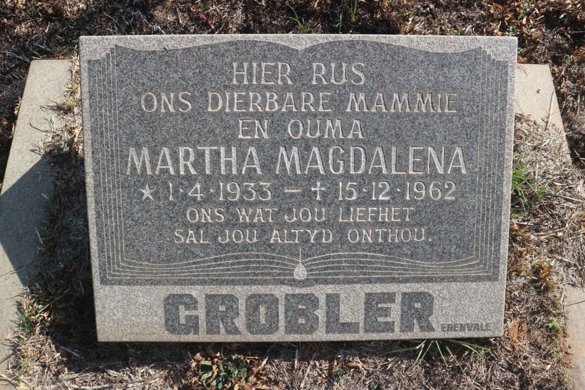 GROBLER Martha Magdalena 1933-1962