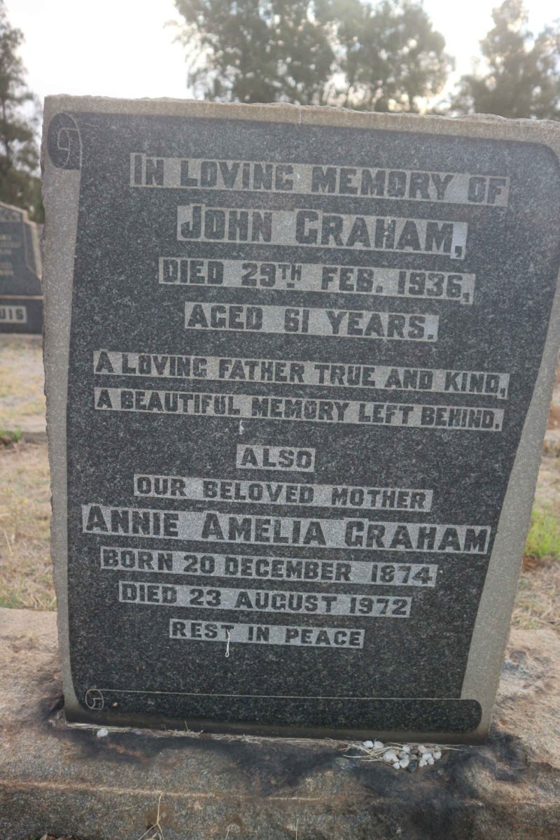 GRAHAM John -1936 &amp; Annie Amelia 1874-1972