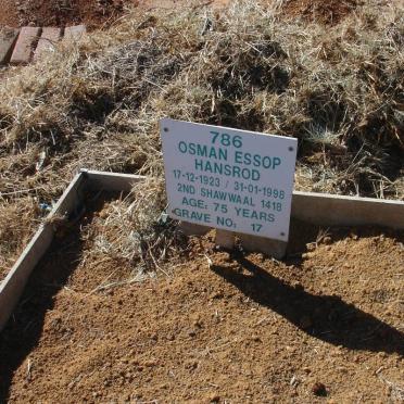 HANSROD Osman Essop 1923-1998