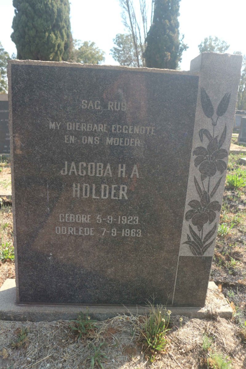 HOLDER Jacoba H.A. 1923-1963