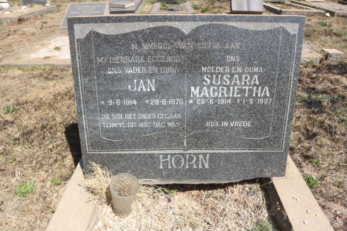 HORN Jan 1914-1970 &amp; Susara Magrietha 1914-1997