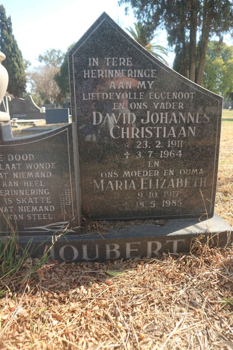 JOUBERT David Johannes Christiaan 1911-1964 & Maria Elizabeth 1917-1985