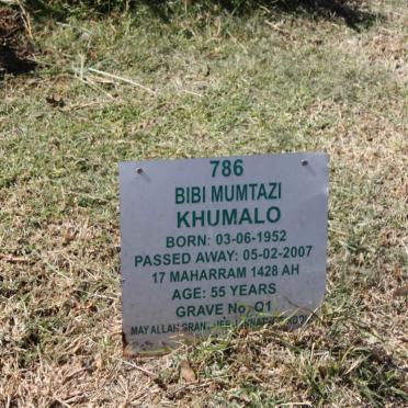 KHUMALO Bibi Mumtazi 1952-2007