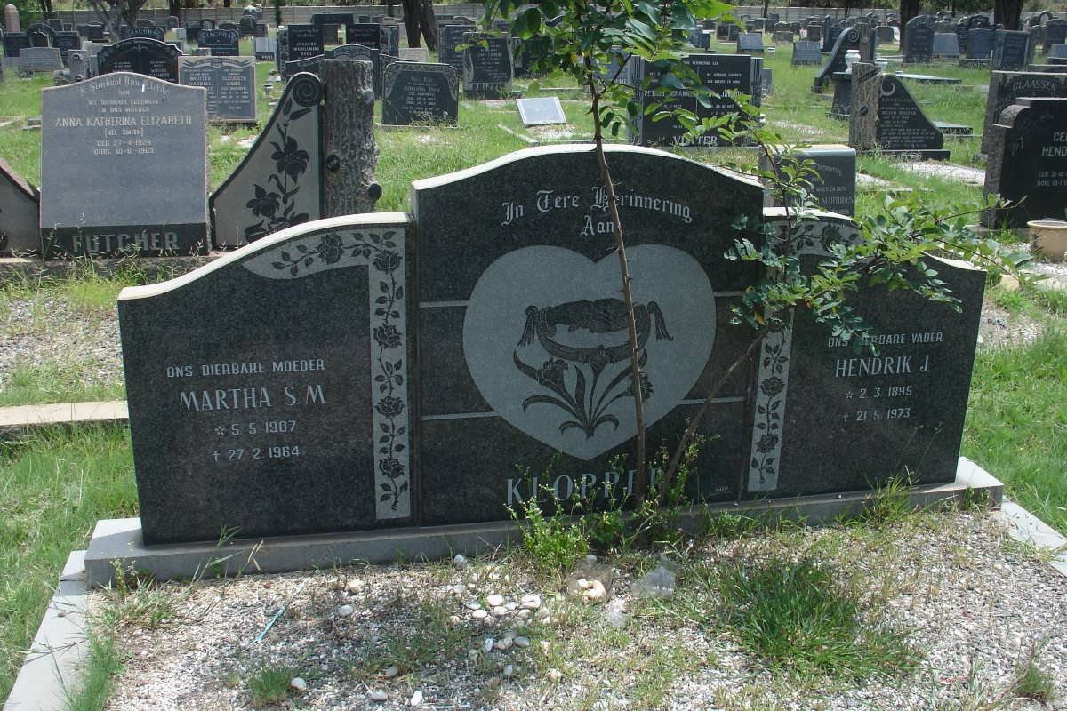 KLOPPER Hendrik J. 1895-1973 &amp; Martha S.M. 1907-1964