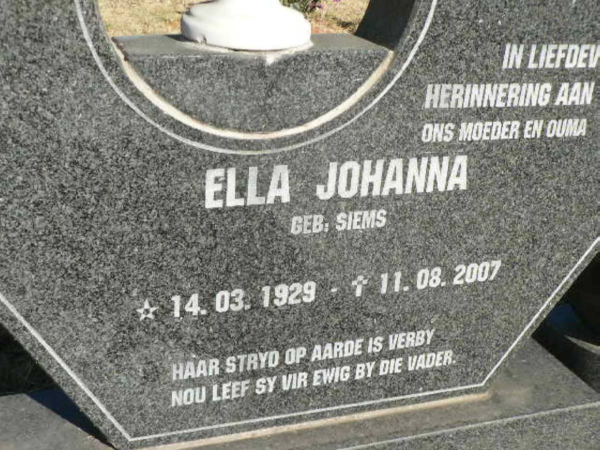 KRÜGER Ella Johanna geb SIEMS 1929-2007