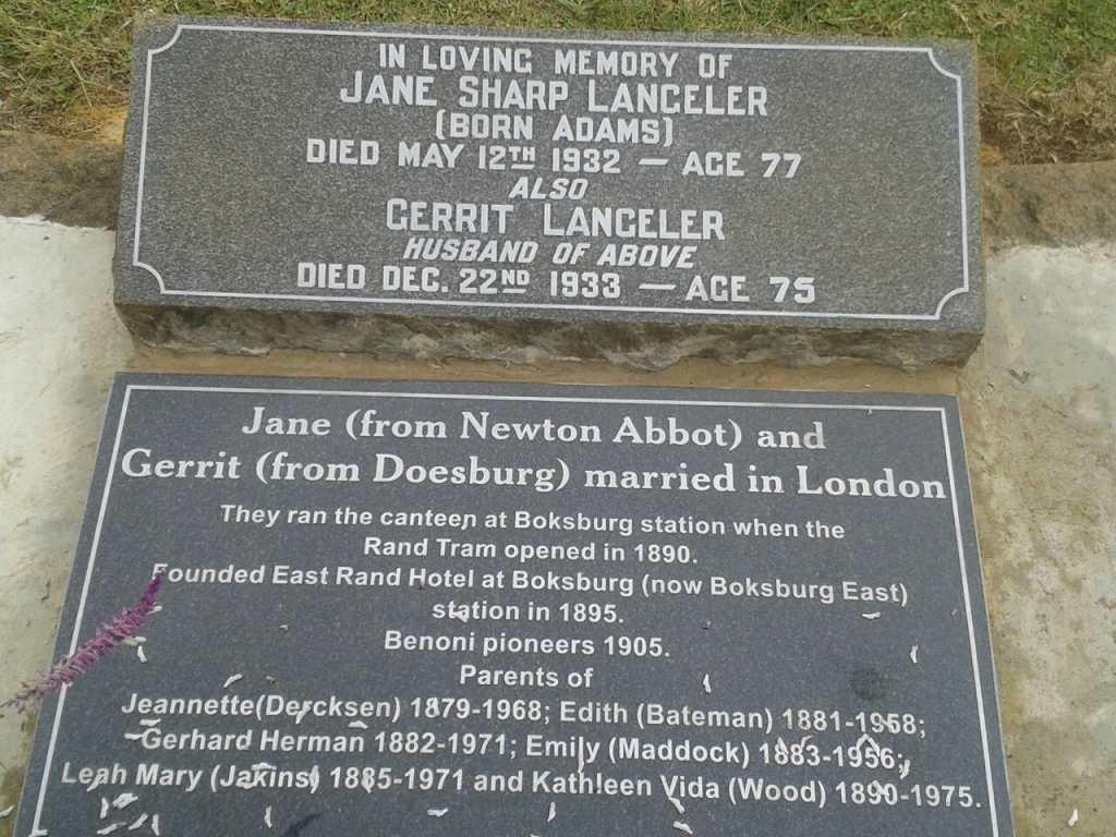 LANGELER Gerrit -1933 &amp; Jane Sharp ADAMS -1932
