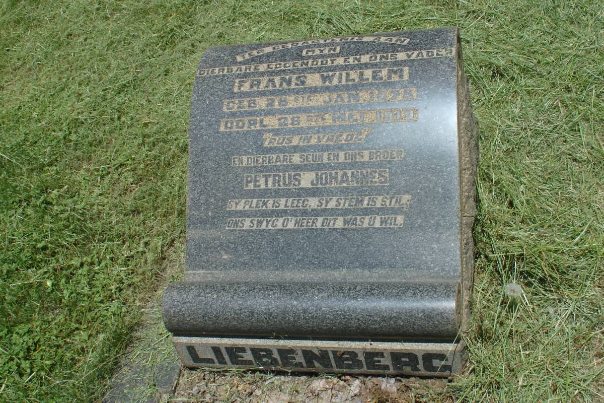 LIEBENBERG Petrus Johannes -1917 :: LIEBENBERG Frans Willem 1878-1919 :: LIEBENBERG Petrus Johannes