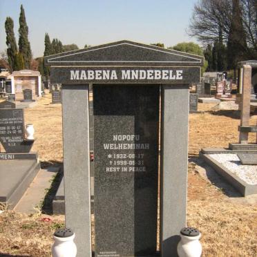 MABENA MNDEBELE Nopofu Welheminah 1932-1999