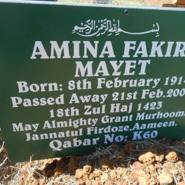 MAYET Amina Fakir 1914-2003