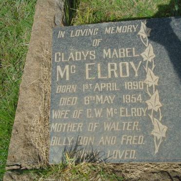 McELROY Gladys Mabel 1890-1954