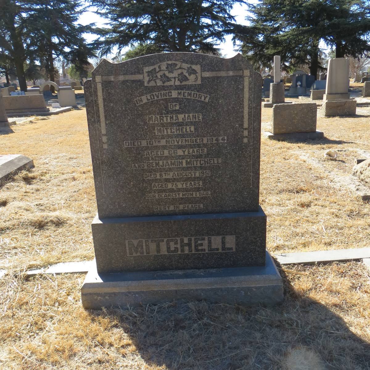 MITCHELL Benjamin -1951 &amp; Martha Jane -1944