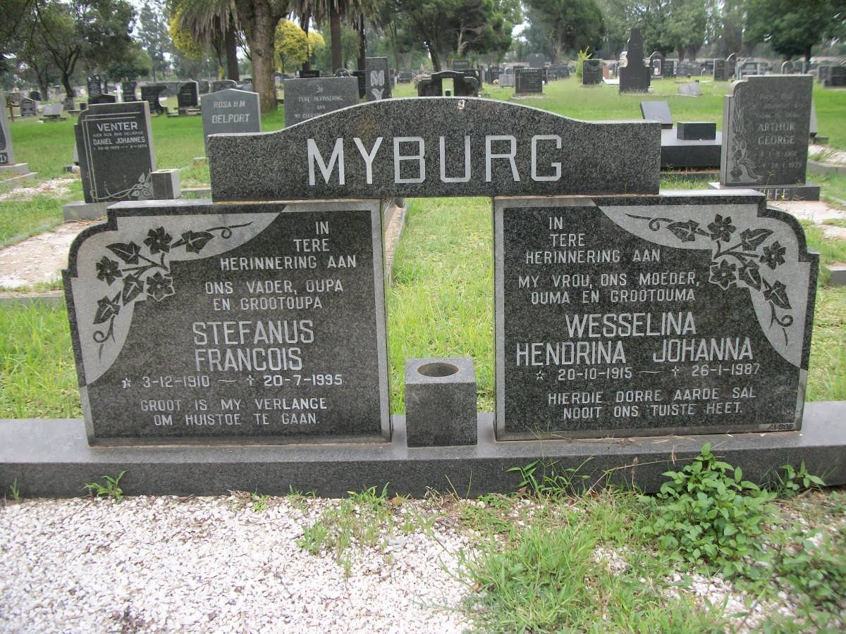 MYBURG Stefanus Francois 1910-1995 &amp; Wesselina Hendrina Johanna 1915-1987