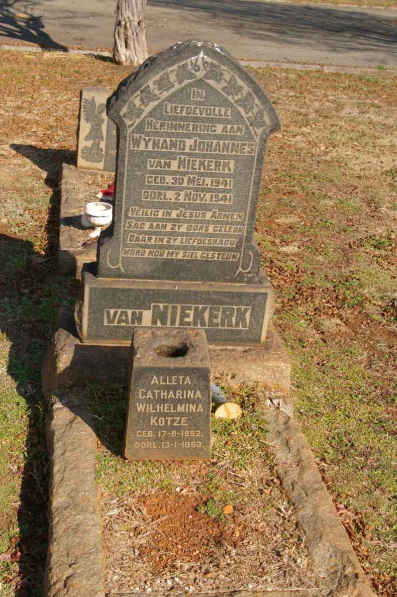 NIEKERK Wynand Johannes, van 1941-1941:: KOTZE Alleta Catharina Wilhelmina 1952-1953