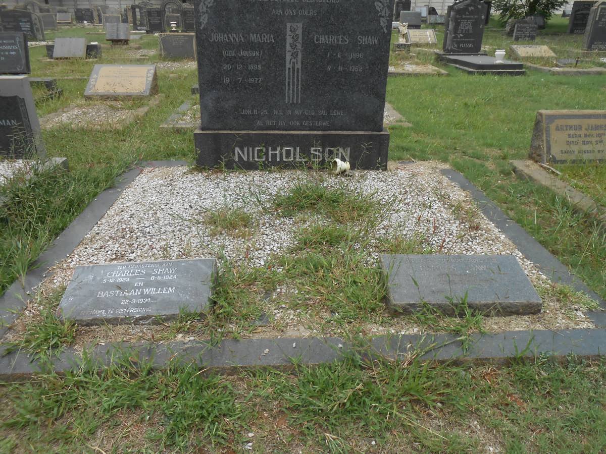 NICHOLSON Charles Shaw 1896-1952 &amp; Johanna Maria JANSON 1895-1977 :: Charles Shaw 1923-1924 :: Bastiaan Willem 1934 