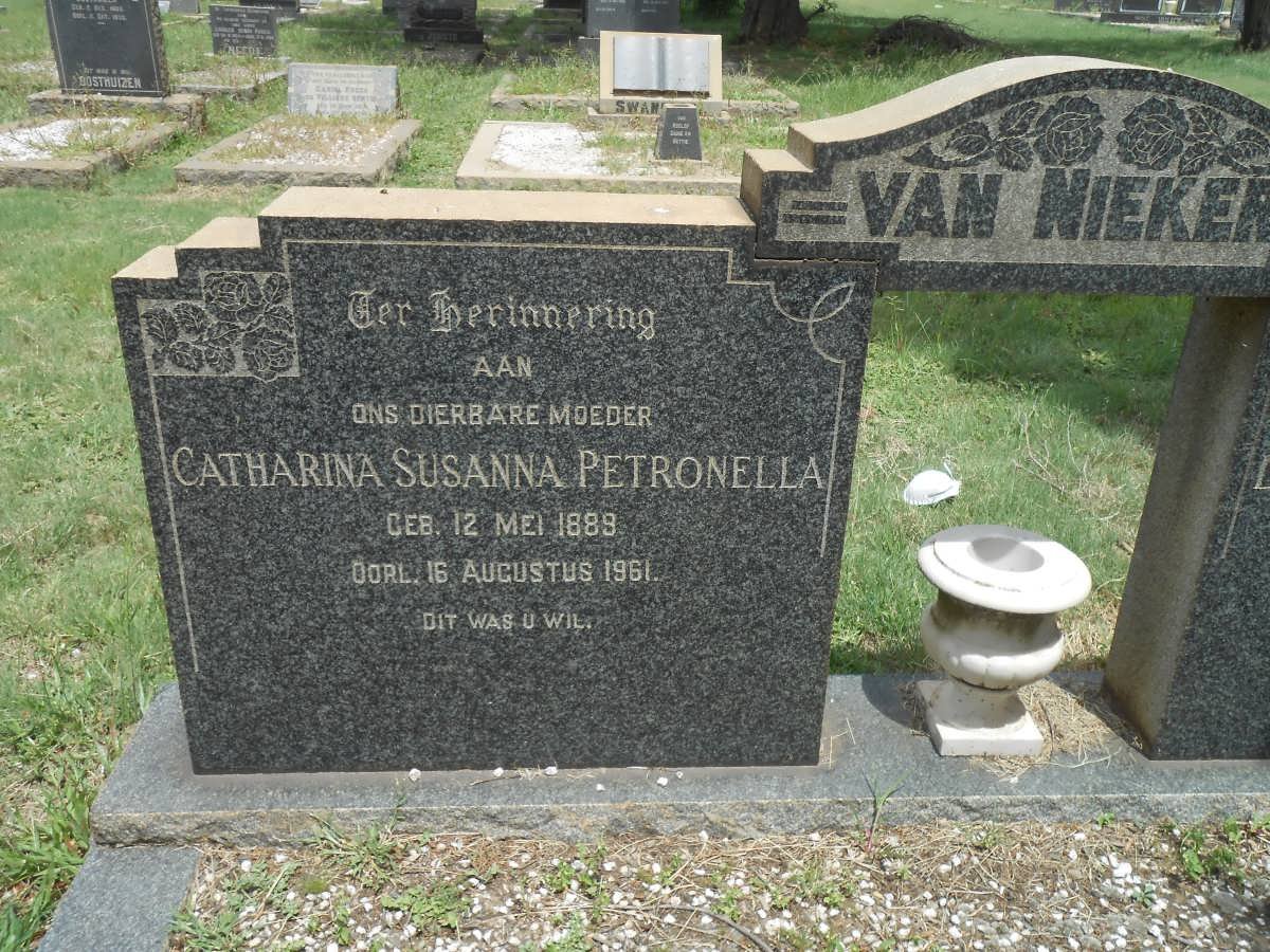 NIEKERK Catharina Susanna Petronella, van 1889-1961