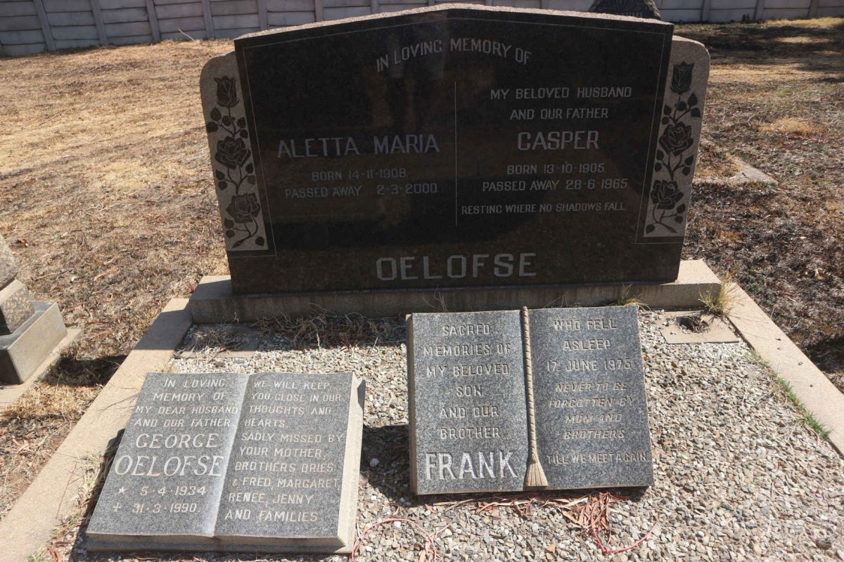 OELOFSE Casper 1905-1965 & Aletta Maria 1908-2000 :: OELOFSE George 1934-1990 :: OELOFSE Frank -1975