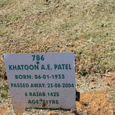 PATEL Khatoon A.E. 1933-2004