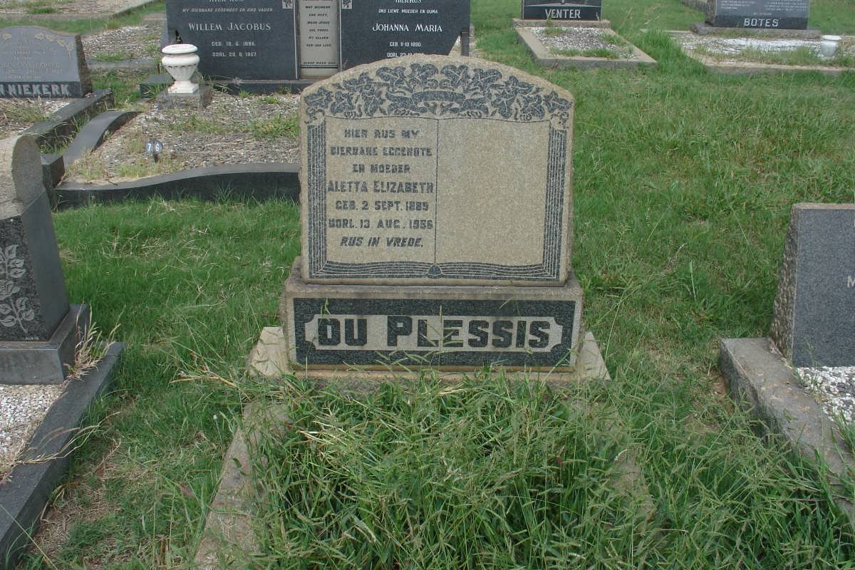 PLESSIS Aletta Elizabeth, du 1889-1956