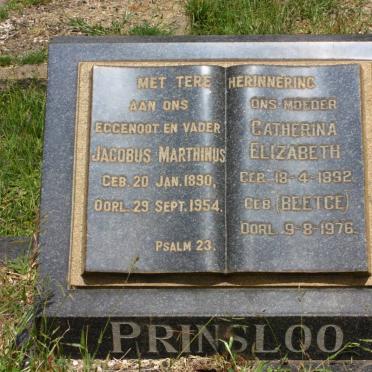 PRINSLOO Jacobus Marthinus 1890-1954 &amp; Catherina Elizabeth BEETGE 1892-1976