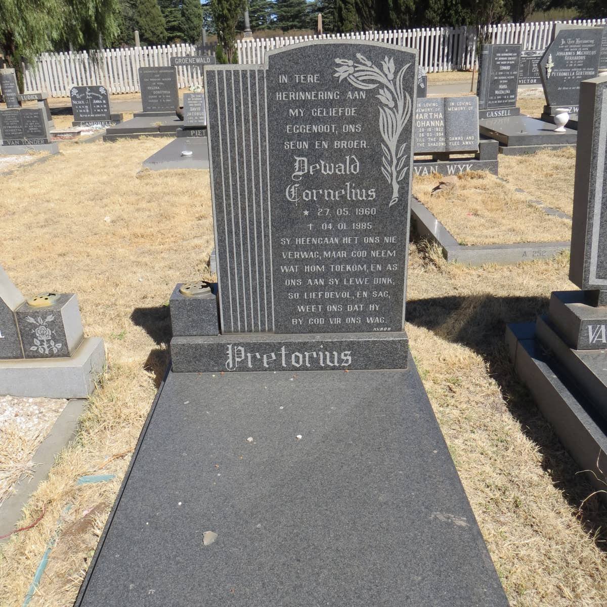 PRETORIUS Dewald Cornelius 1960-1985