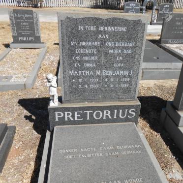 PRETORIUS Benjamin J. 1929-1996 &amp; Martha M. 1934-1983