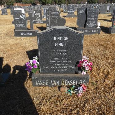 RENSBURG Hendrik Ronnie, Janse van 1963-2002