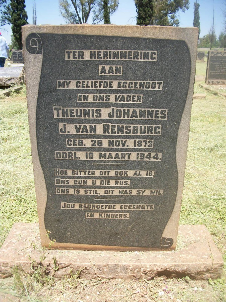 RENSBURG Theunis Johannes, J. van 1873-1944