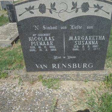 RENSBURG Nicolaas Pienaar, van 1895-1966 &amp; Margaretha Susanna 1887-1977