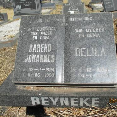 REYNEKE Barend Johannes 1924-1993 &amp; Delila 1929-1994