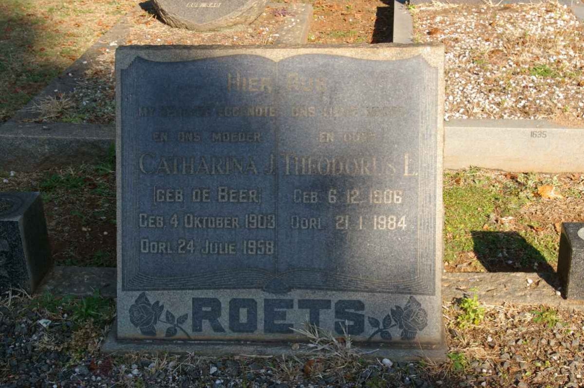 ROETS Theodorus L. 1906-1984 &amp; Catharina J. DE BEER 1903-1958