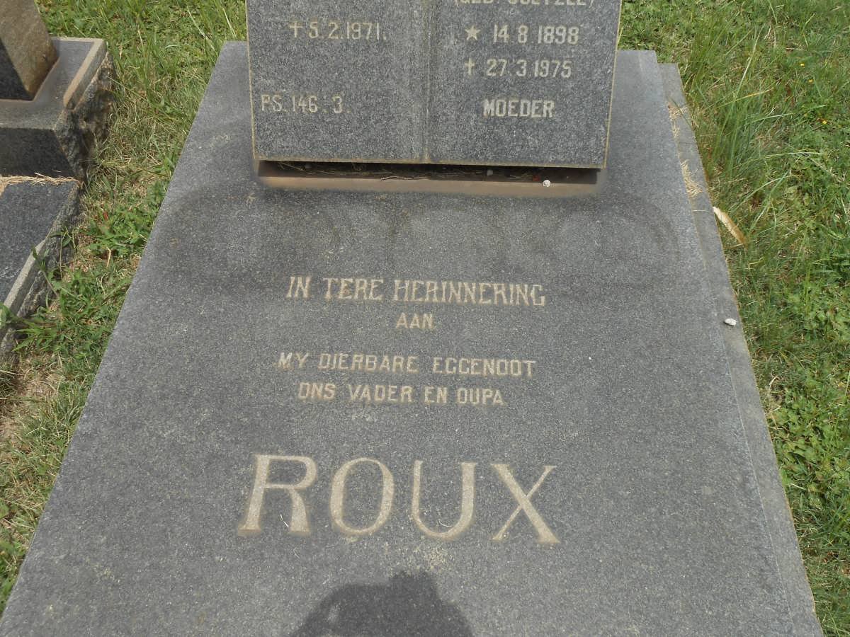 ROUX Pieter J.C. 1896-1971 &amp; Maria Magdalena COETZEE 1898-1975