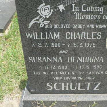 SCHULTZ William Charles 1900-1975 &amp; Susanna Hendrina 1909-1986